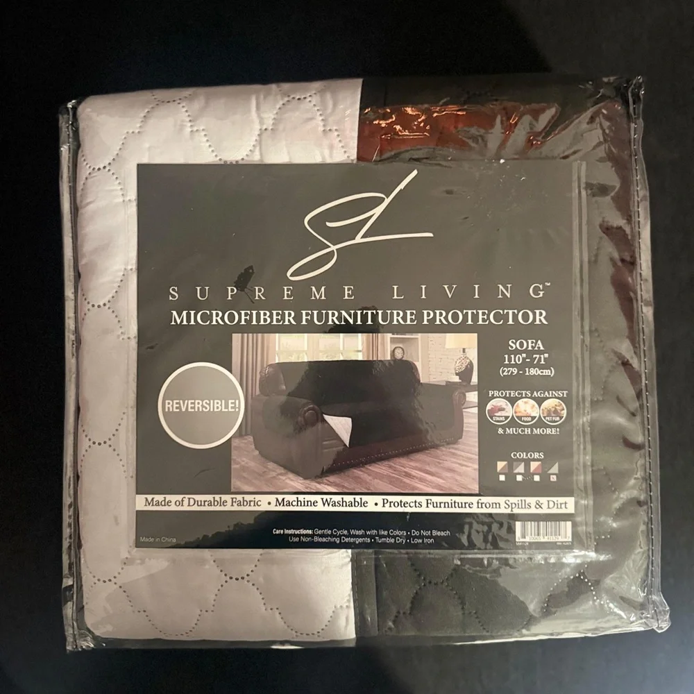 Reversible Gray microfiber Sofa Protector